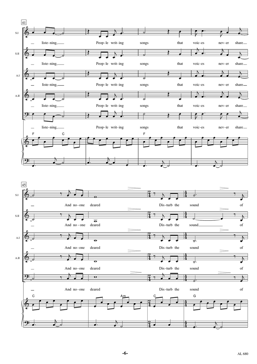 The Sound Of Silence Choir scores gallery preview page 6