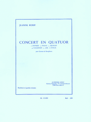 Book cover for Concert For Quartet (four Saxophones)