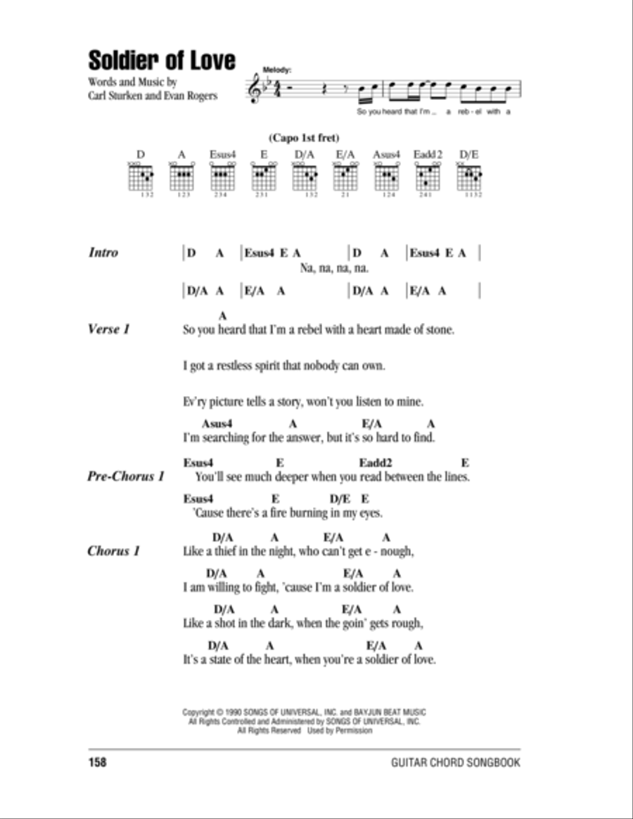 Soldier Of Love Acoustic Guitar scores gallery preview page 1