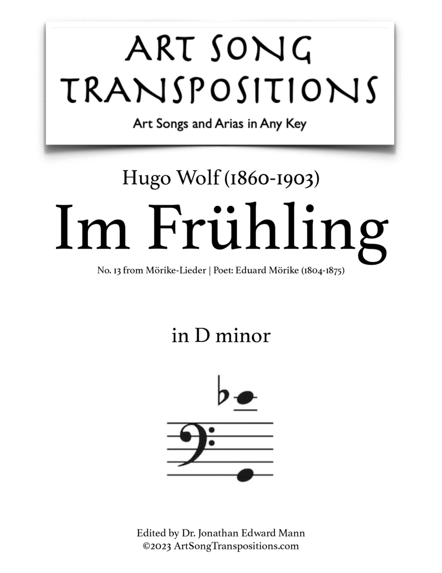 WOLF: Im Frühling (transposed to D minor, bass clef)