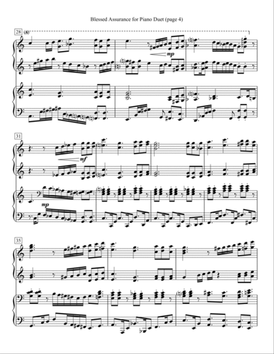 Blessed Assurance for Piano Duet 1 Piano, 4-Hands scores gallery preview page 4