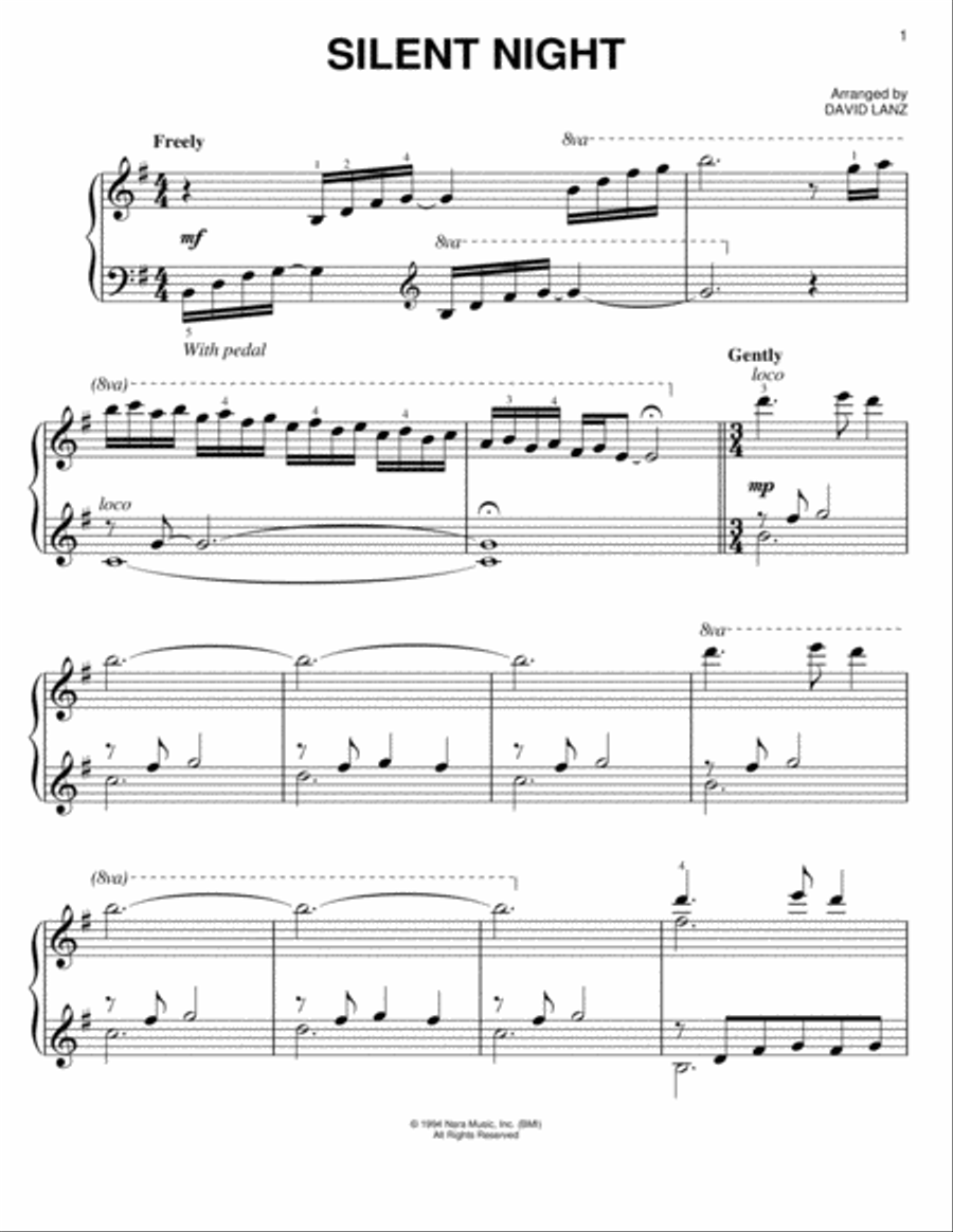 Silent Night Silent Night Easy Piano scores gallery preview page 1
