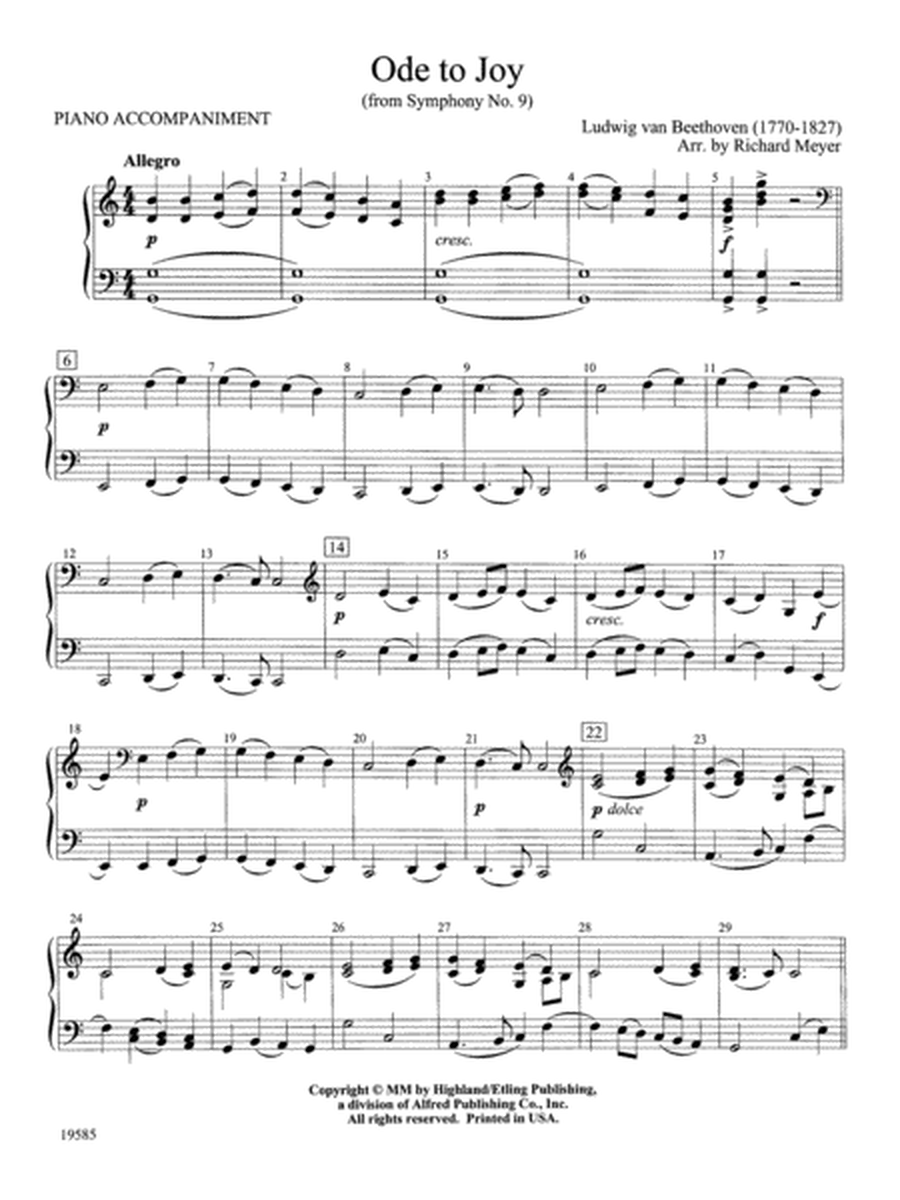 Ode to Joy from Symphony No. 9: Piano Accompaniment