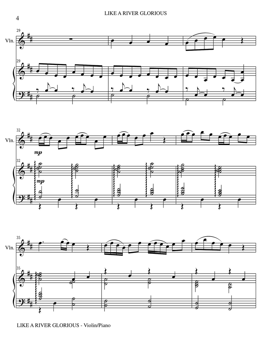 LIKE A RIVER GLORIOUS (Violin Piano and Violin Part) Violin Solo scores gallery preview page 4