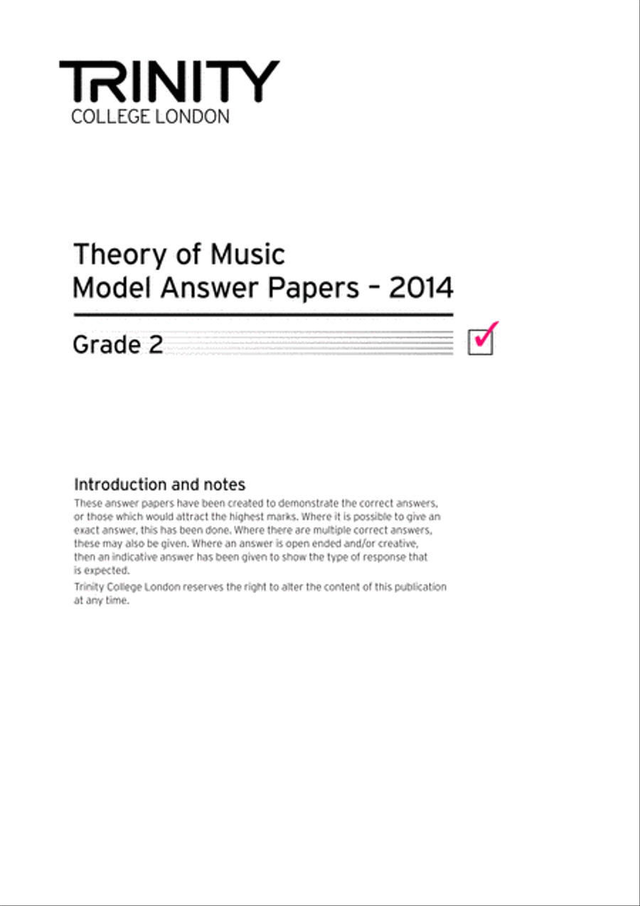 Theory Model Answer Papers 2014: Grade 2 Answer Guides scores gallery preview page 1