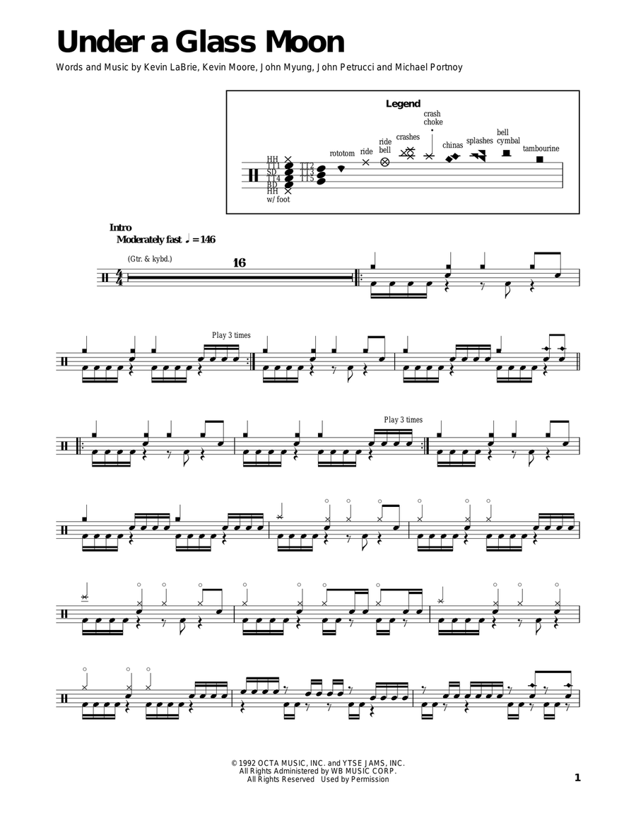 Under A Glass Moon Drum Set scores gallery preview page 1