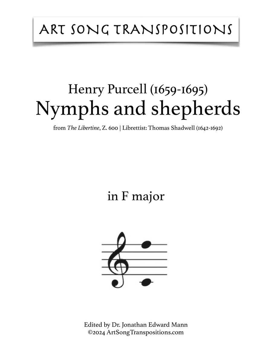 PURCELL: Nymphs and shepherds (transposed to F major) Voice scores gallery preview page 1