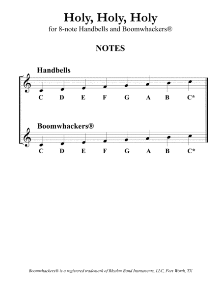 Holy, Holy, Holy (for 8-note Bells and Boomwhackers with Black and White Notes) image number null