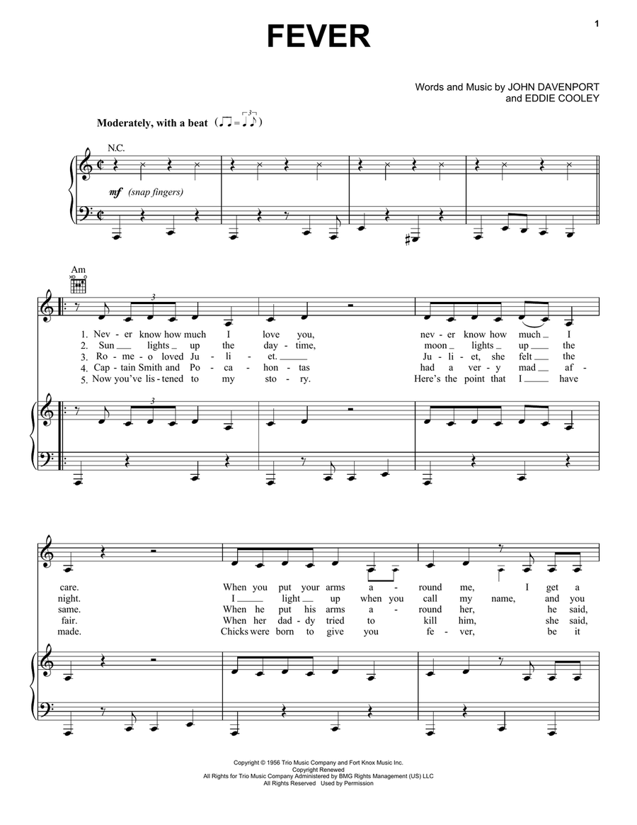 Fever Piano, Vocal, Guitar scores gallery preview page 1
