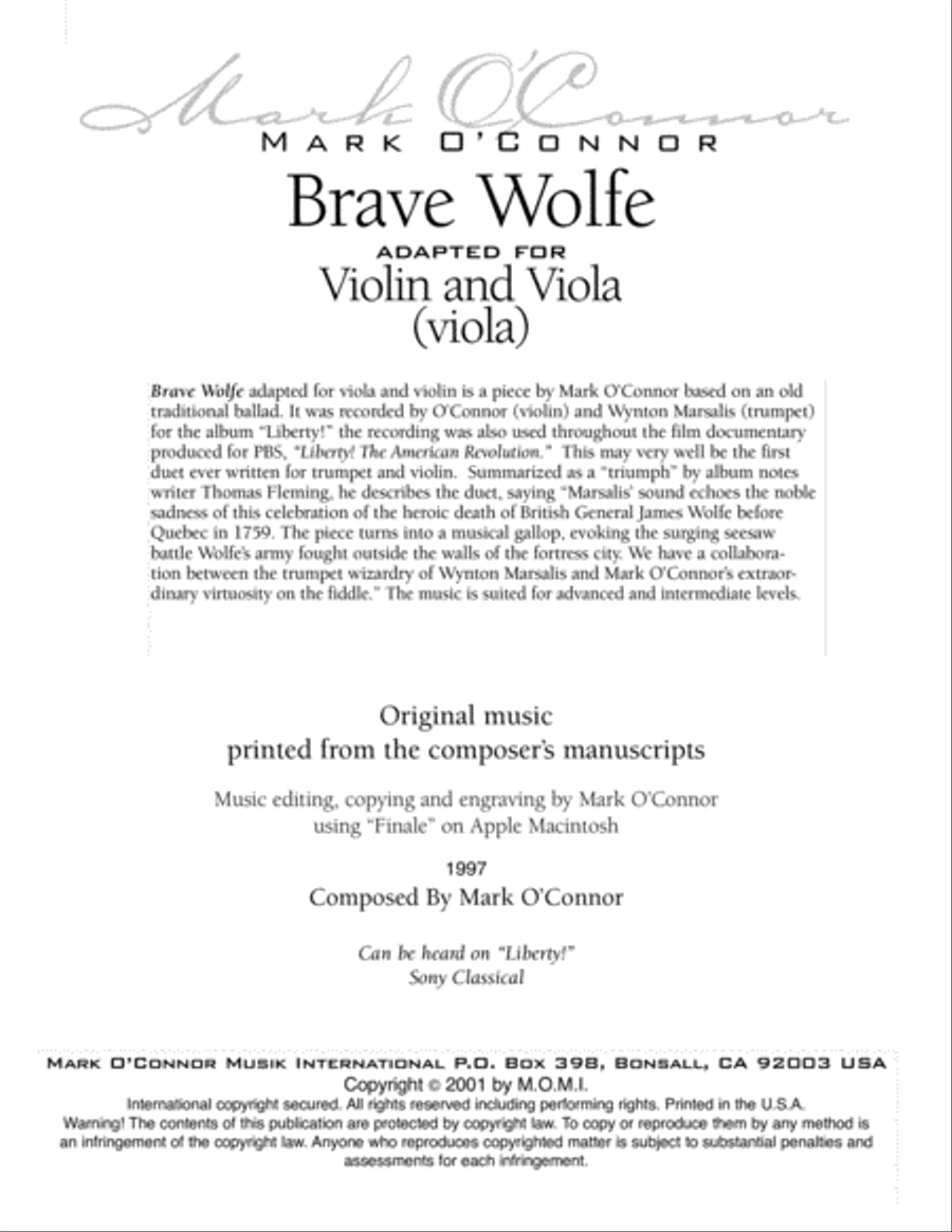 Brave Wolfe (viola part – viola and violin) String Duet scores gallery preview page 2