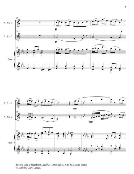 SAVIOR, LIKE A SHEPHERD LEAD US (Trio – Alto Sax 1, Alto Sax 2 & Piano with Parts) image number null