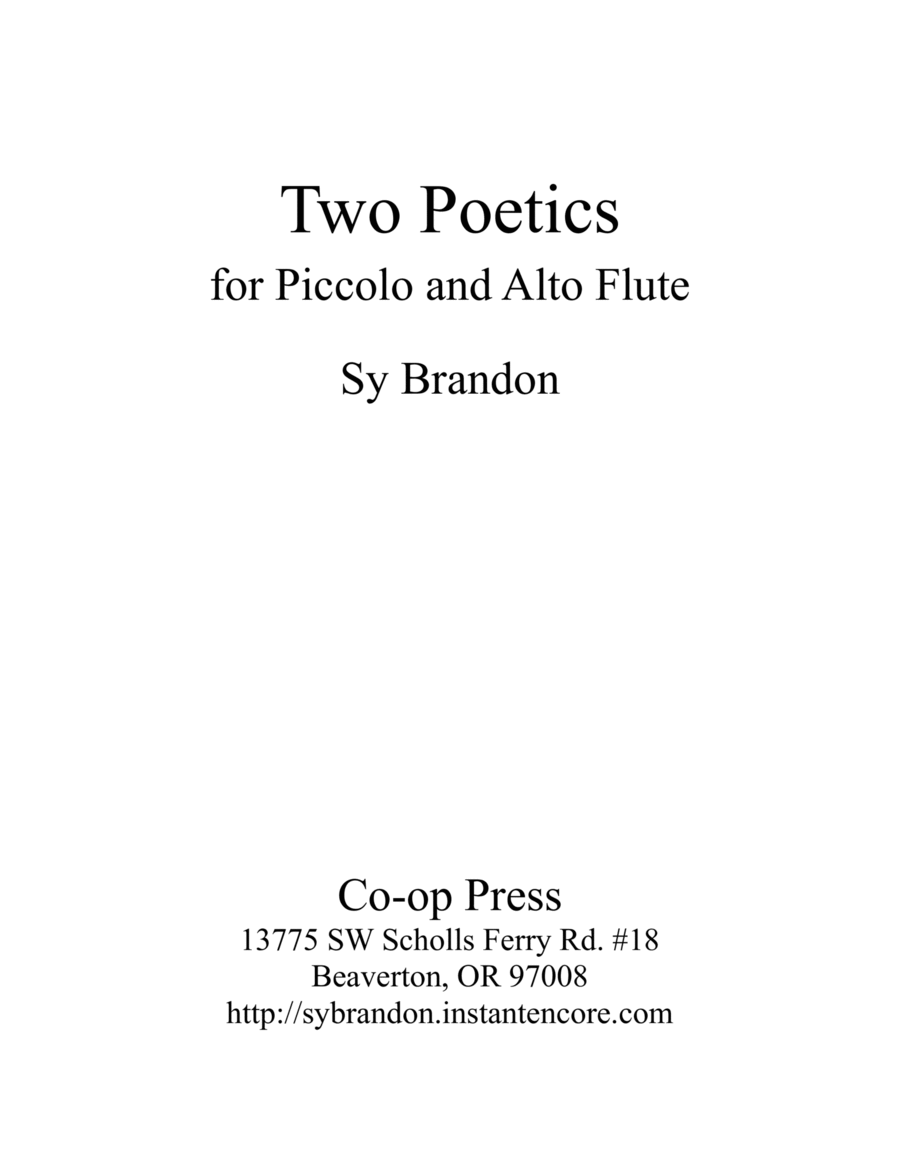 Two Poetics for Piccolo and Alto Flute image number null