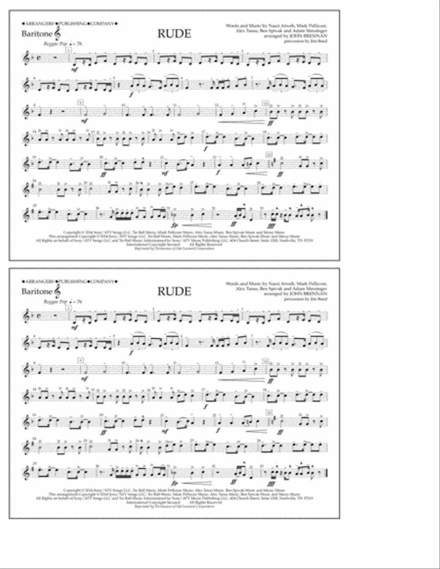 Rude - Baritone T.C. Rude - Baritone T.C. Marching Band scores gallery preview page 1
