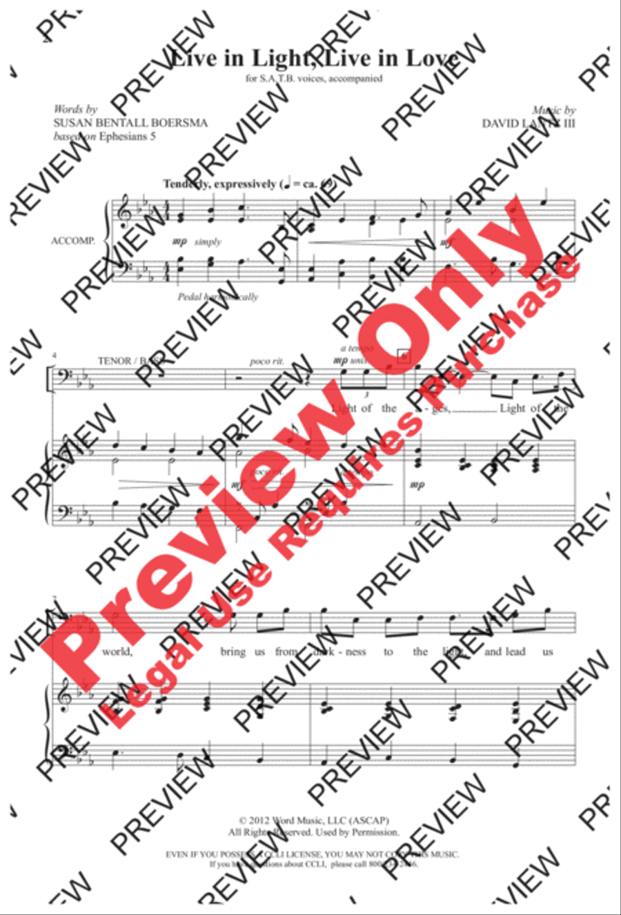 Live in Light, Live in Love 4-Part scores gallery preview page 2