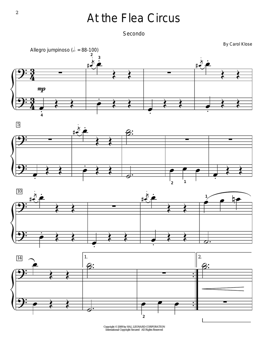 At The Flea Circus At The Flea Circus Piano Duet scores gallery preview page 1