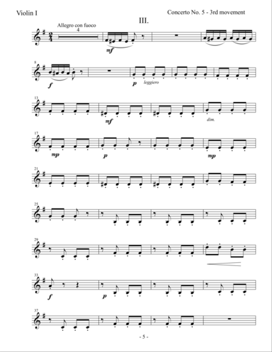 Concerto No. 5 - Orchestra Parts (First Edition) Large Ensemble scores gallery preview page 5