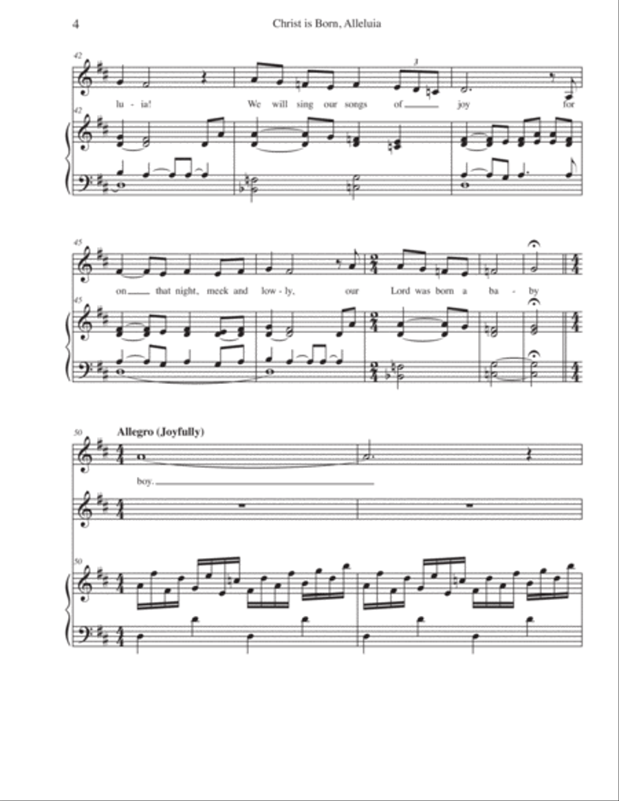 Christ is Born, Alleluia Christ is Born, Alleluia Choir scores gallery preview page 4