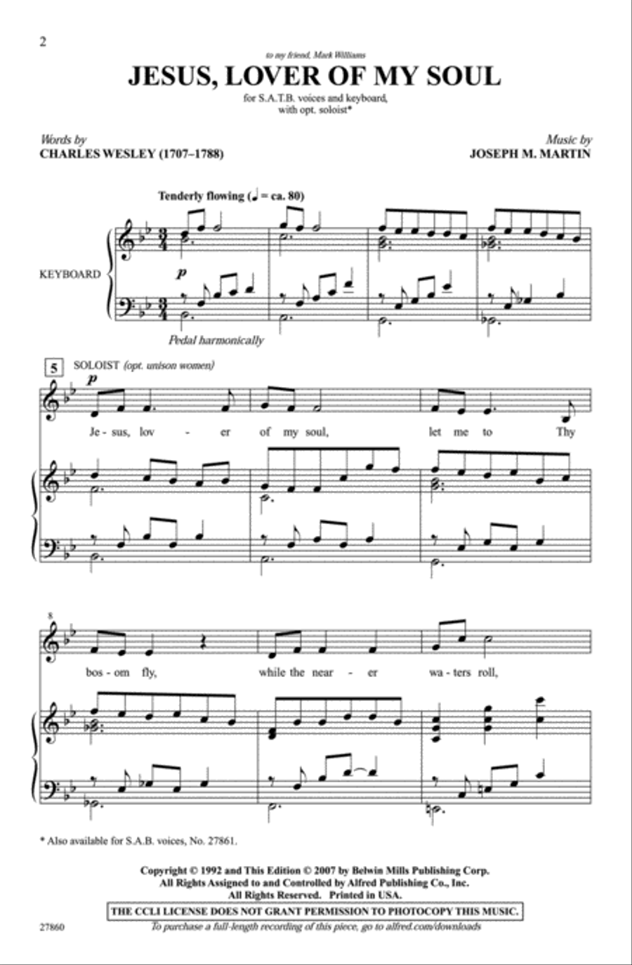Jesus, Lover of My Soul Jesus, Lover of My Soul 4-Part scores gallery preview page 2