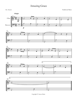 Jonh Newton Amazing Grace Easy Oboe and Bassoon Sheet Music G major