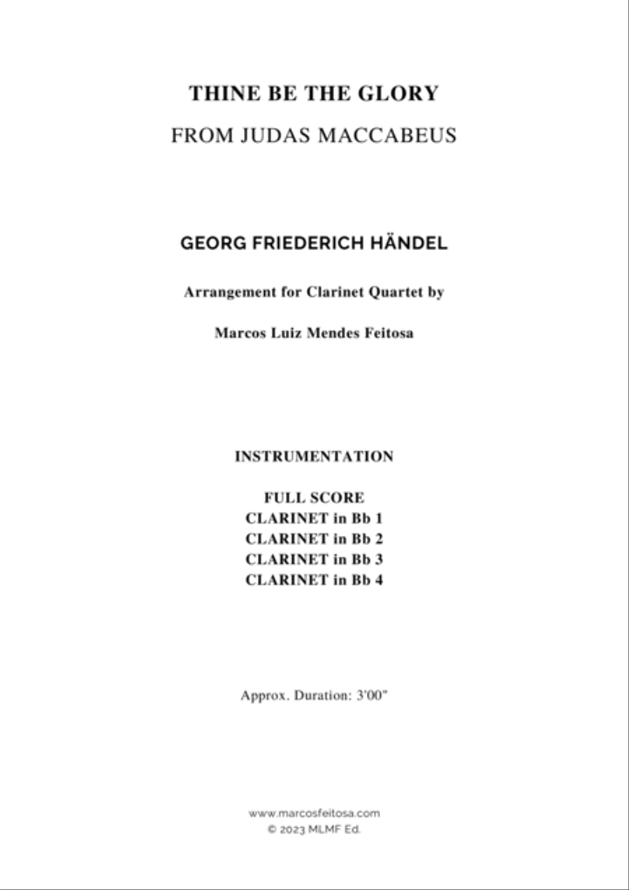 Thine Be the Glory (Maccabeus) - Clarinet Quartet Clarinet Quartet scores gallery preview page 2
