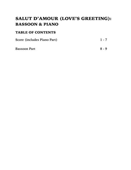 Salut d'Amour (Love's Greeting): Bassoon and Piano image number null