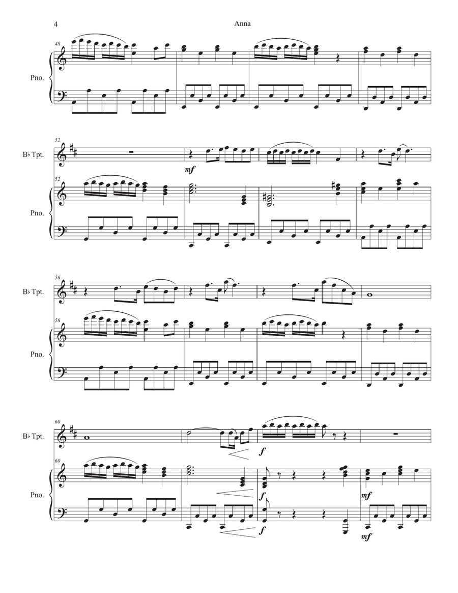 Anna (Bb-Trumpet solo and Piano) Trumpet Solo scores gallery preview page 6