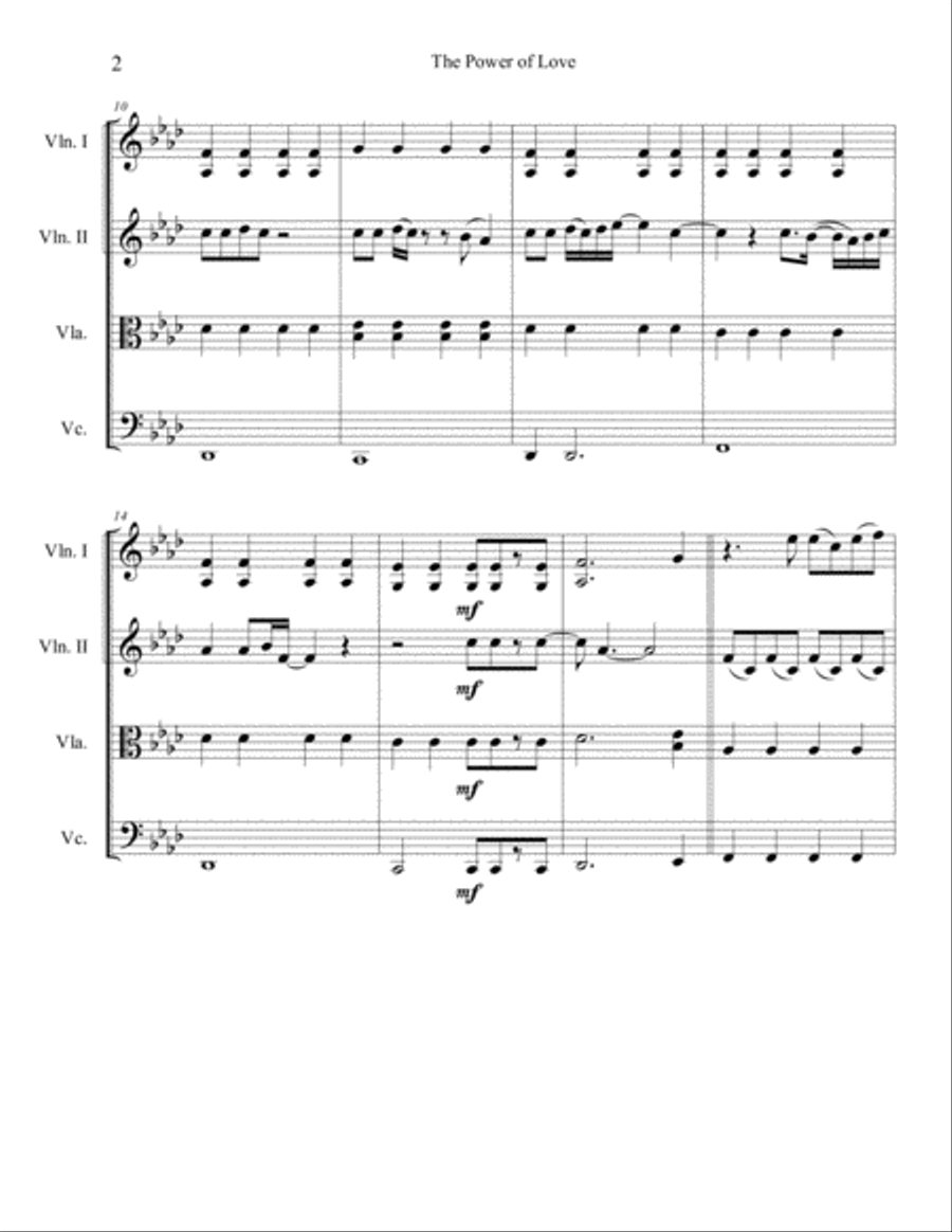 The Power Of Love The Power Of Love String Quartet scores gallery preview page 2