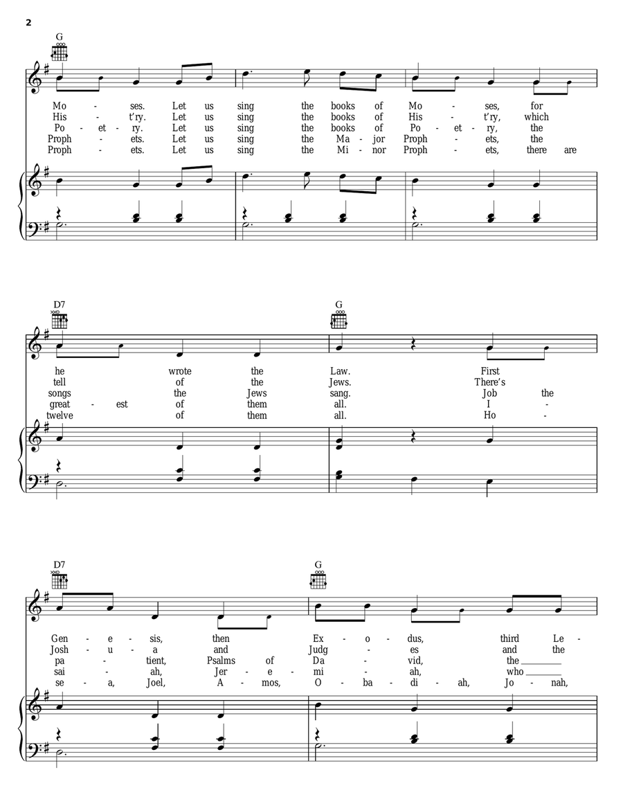 Books Of The Old Testament Piano, Vocal, Guitar scores gallery preview page 2