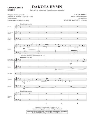 Book cover for Dakota Hymn - Full Score