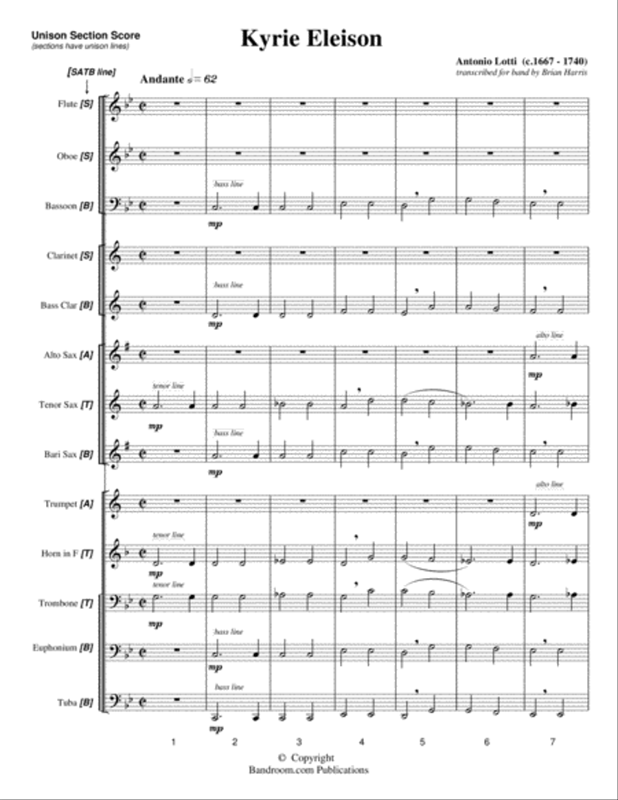 KYRIE ELEISON (concert band, medium easy, score, parts & license to copy) image number null