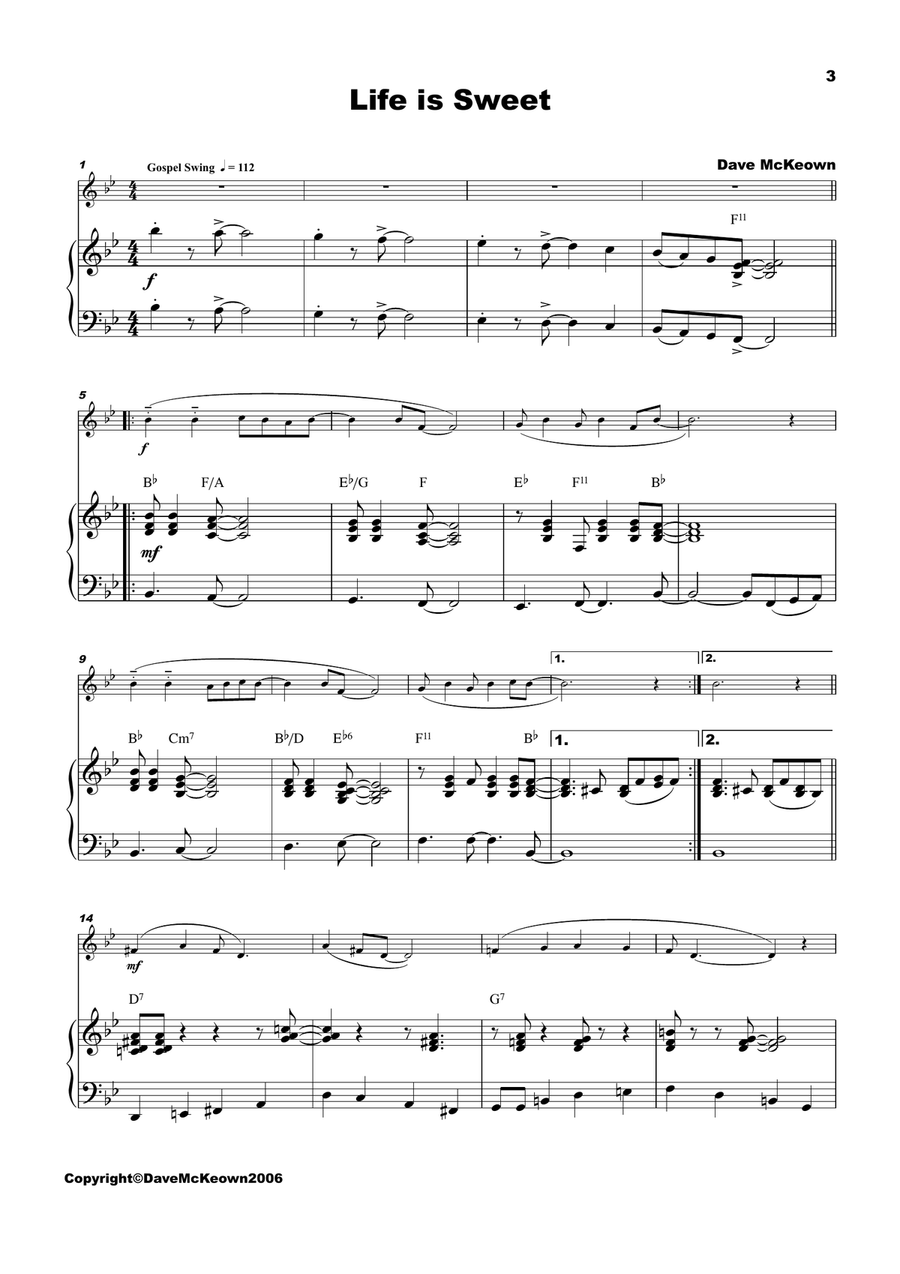 5 Easy Jazz Solos for Alto Saxophone and Piano Alto Saxophone scores gallery preview page 3