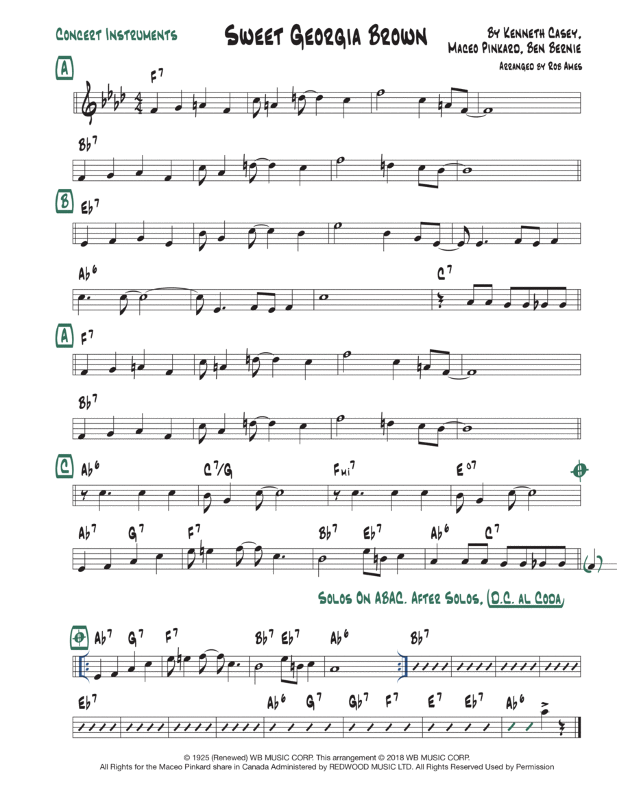 Sweet Georgia Brown Voice scores gallery preview page 1