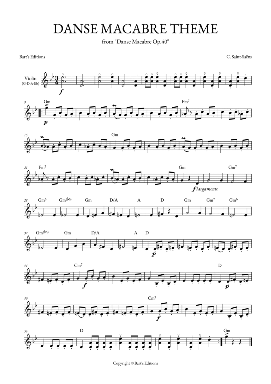 Danse Macabre Theme (for Violin) Violin Solo scores gallery preview page 1