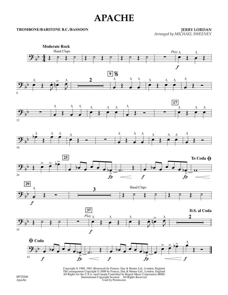 Apache (Percussion Section Feature) - Trombone/Baritone B.C./Bassoon