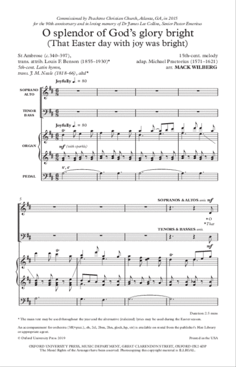 O splendor of God's glory bright (That Easter day with joy was bright) 4-Part scores gallery preview page 2