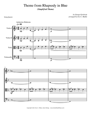 Theme from Rhapsody in Blue (simplified version) - String Quartet