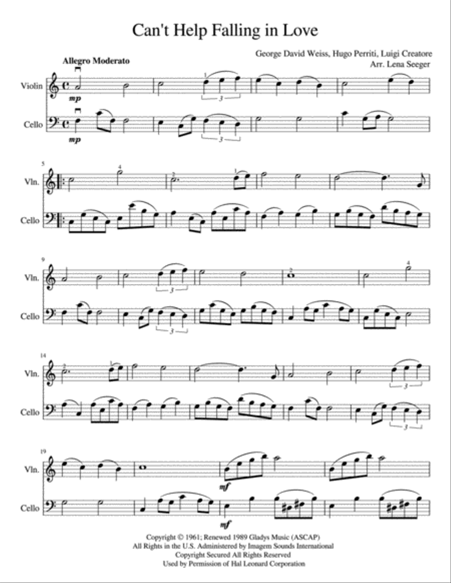 Can't Help Falling In Love String Duet scores gallery preview page 2