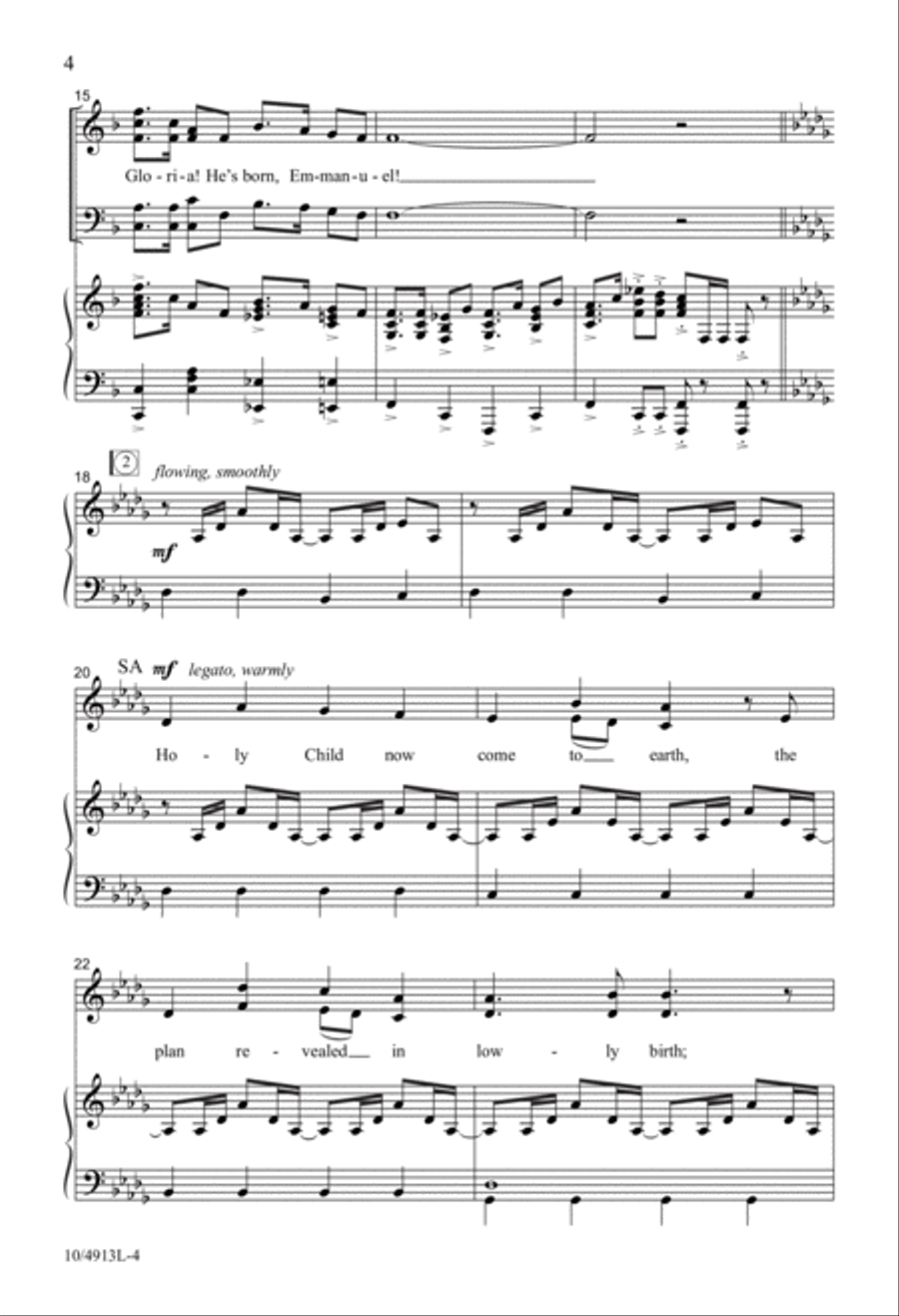 Gloria! He’s Born, Emmanuel! 4-Part scores gallery preview page 4