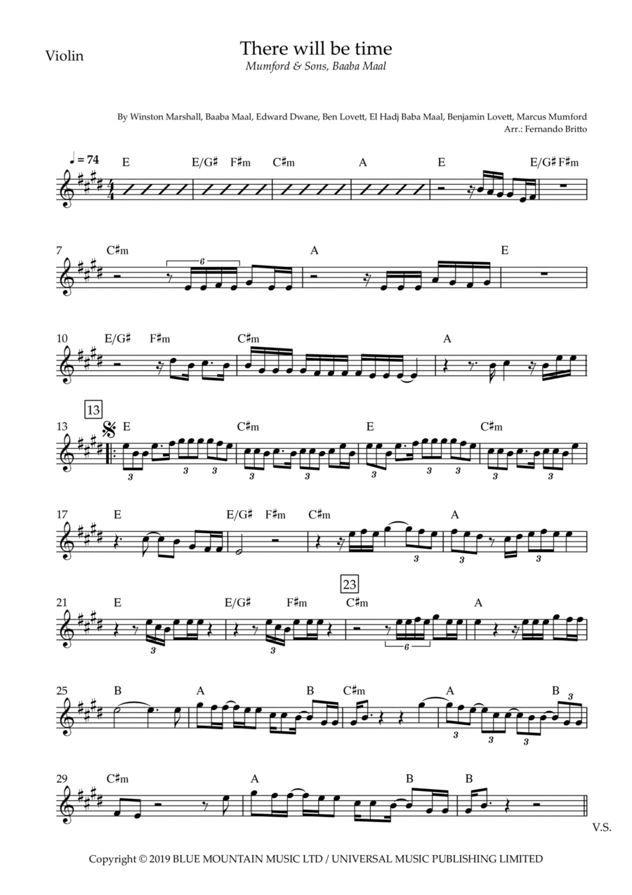 There Will Be Time There Will Be Time Violin Solo scores gallery preview page 1