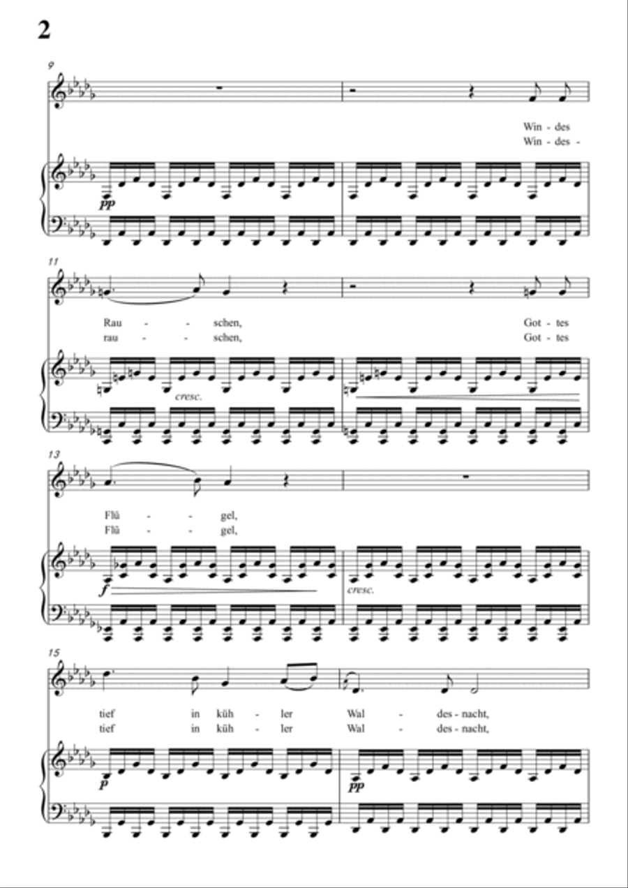 Schubert-Waldes-Nacht in #C for Vocal and Piano Voice scores gallery preview page 3