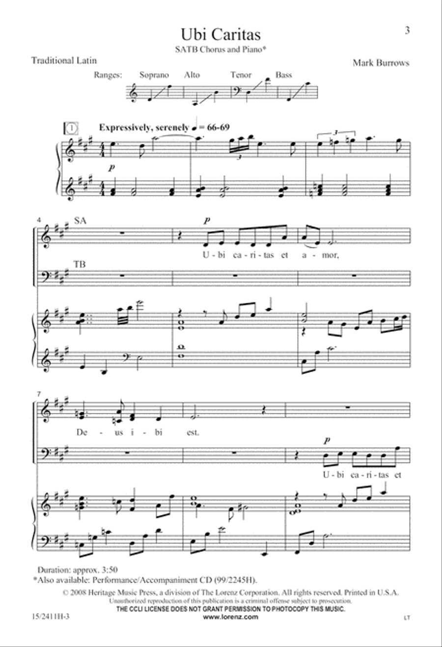 Ubi Caritas Ubi Caritas 4-Part scores gallery preview page 3