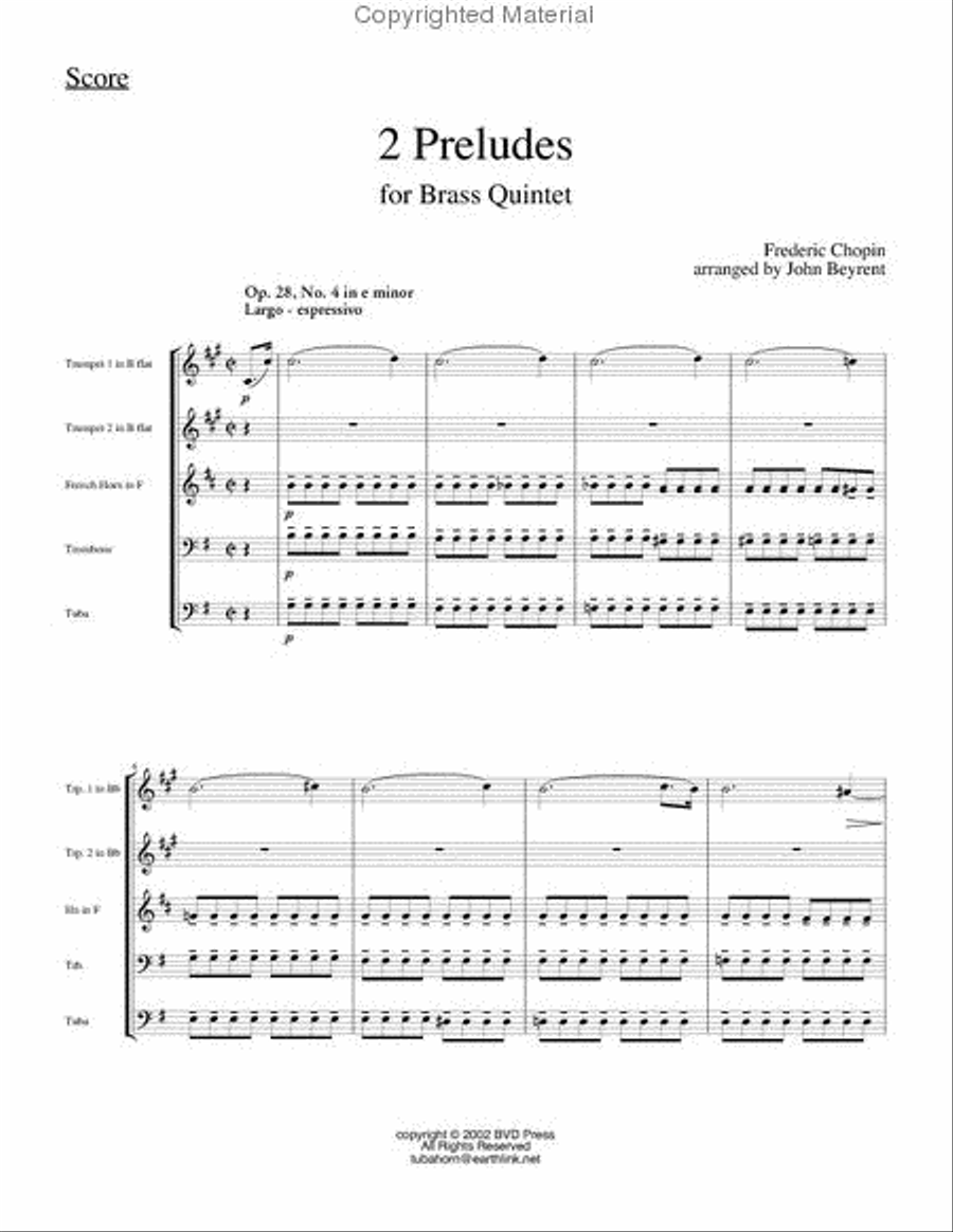 2 Preludes Brass Quintet scores gallery preview page 2