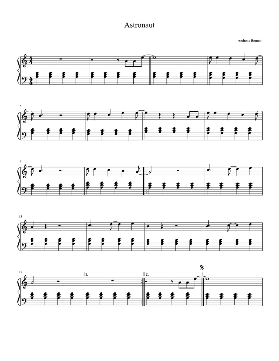 Astronaut Easy Piano scores gallery preview page 1
