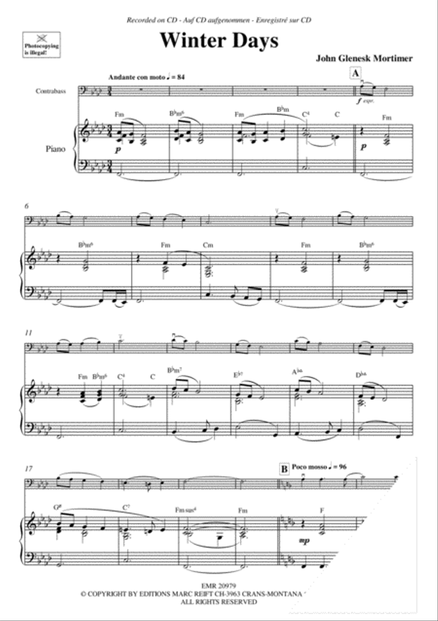 Winter Days Double Bass scores gallery preview page 4