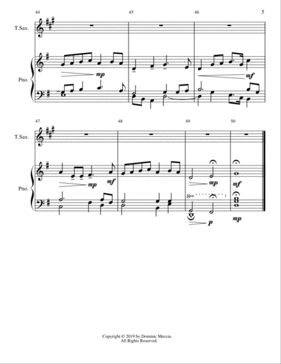 A Mom's Gift- A Tenor Sax and Piano Duet Woodwind Duet scores gallery preview page 5