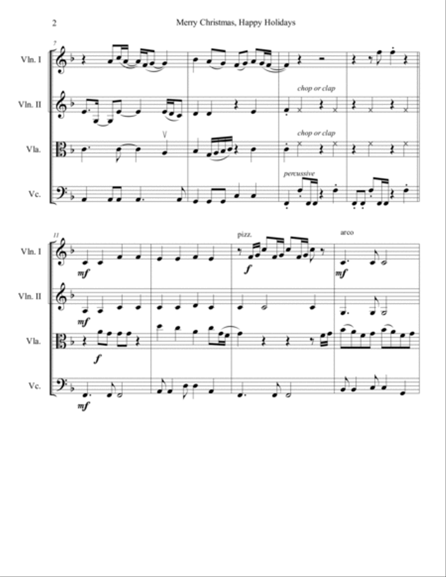 Merry Christmas, Happy Holidays String Quartet scores gallery preview page 3
