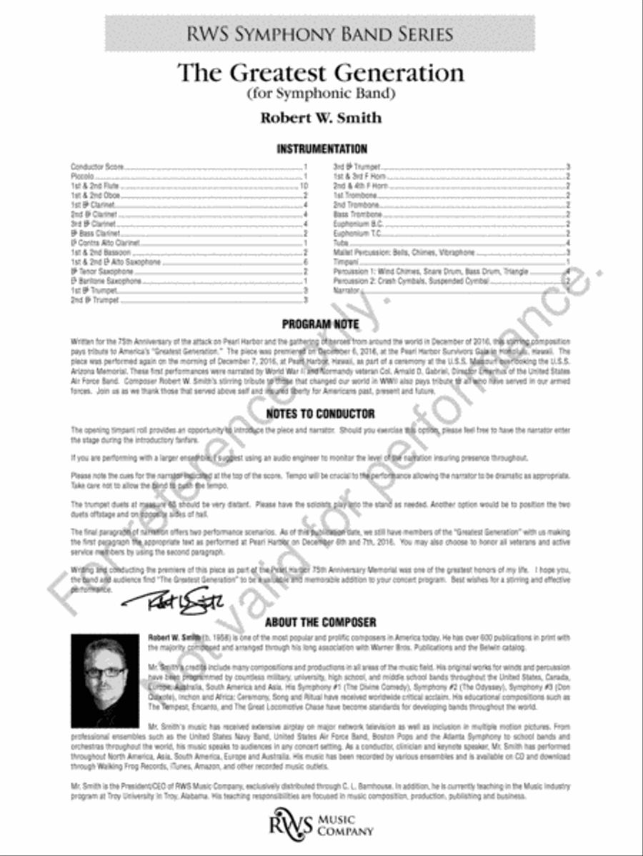 The Greatest Generation Concert Band scores gallery preview page 3