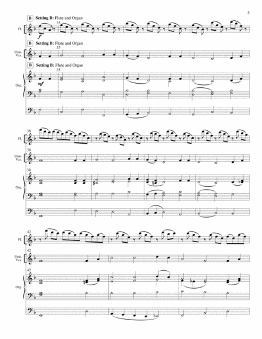 A Festive Hymn Setting on Beach Spring Unison Choir scores gallery preview page 5