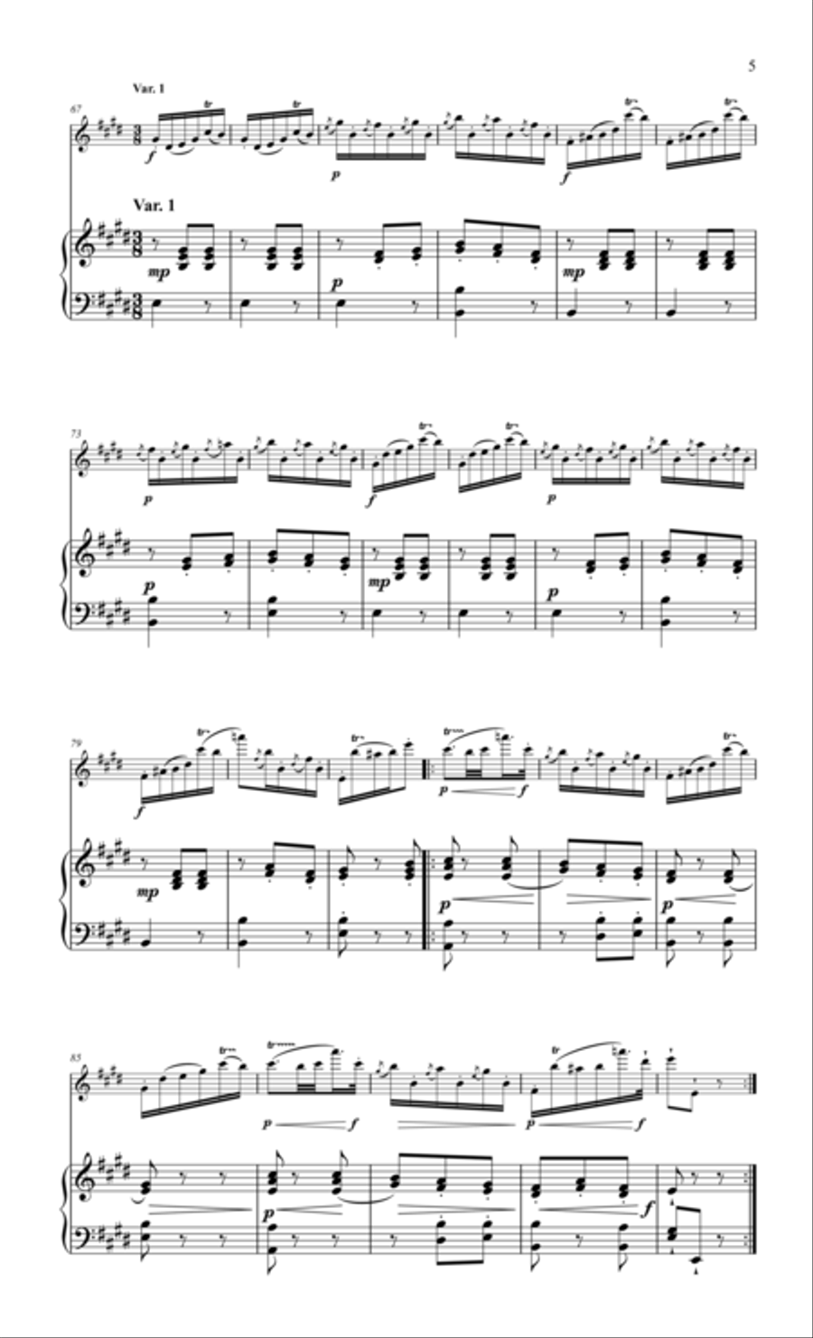 Boehm, The German Variations for flute & piano Flute Solo scores gallery preview page 5