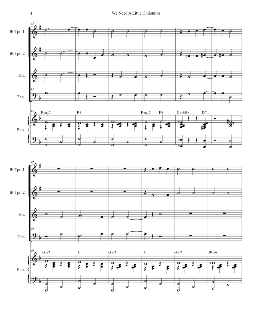 We Need A Little Christmas Brass Quartet scores gallery preview page 4